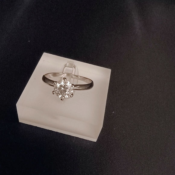 Moissanite Solitaire Engagement Ring Silver Band Size 6 With GRA Certification - Picture 9 of 11